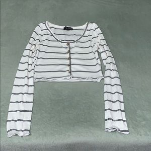 Striped long sleeve crop top